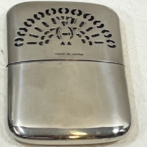VTG 50's Peacock Pocket Chrome Hand Warmer Silver Toned 2.5"x3.5" Japan - Picture 2 of 14